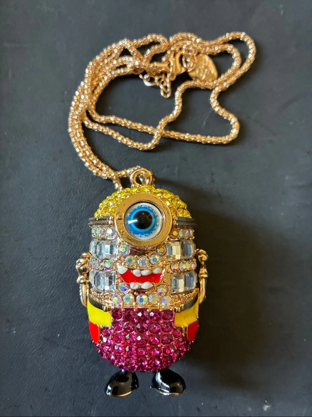 Crystal-Embellished Minion Pendant necklace  comes with chain.NWOT
